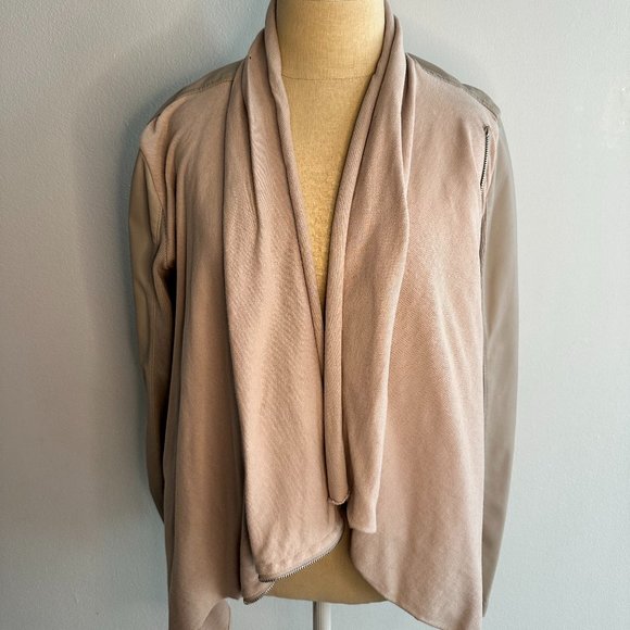 BlankNYC Drape Mixed Knit and Leather Moto Jacket - Picture 2 of 4